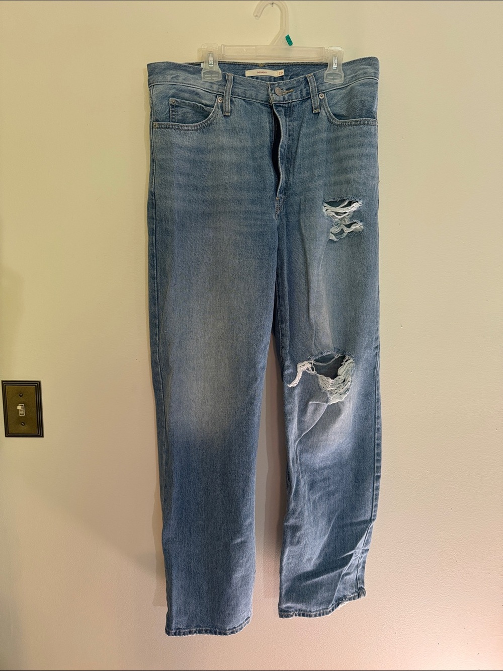 Levi's Light Blue Distressed Wide-Leg Jeans